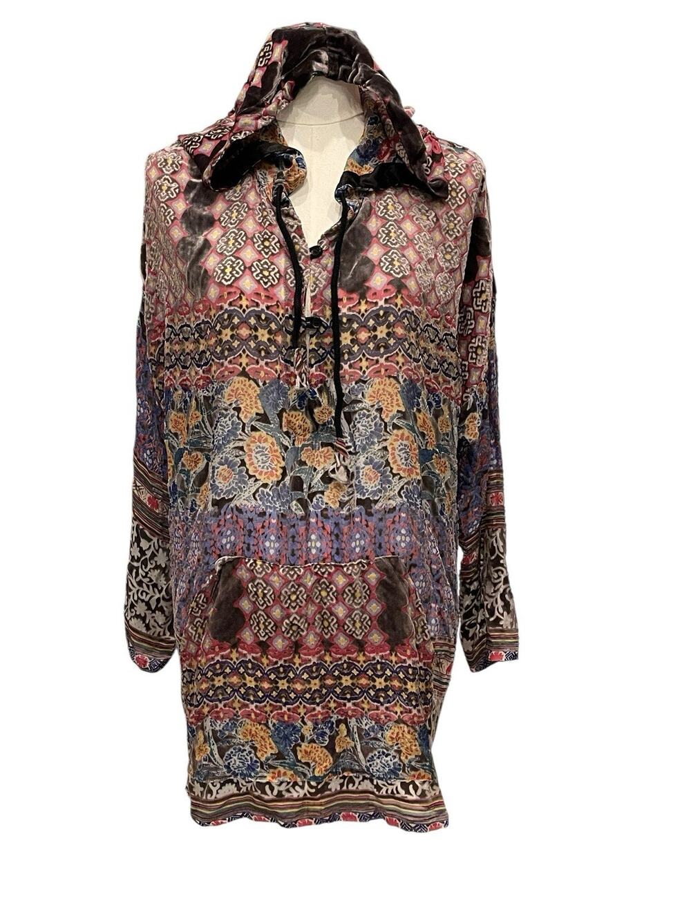 Johnny Was Karma Burnout Aztec Hoodie Top L Pete & Greta